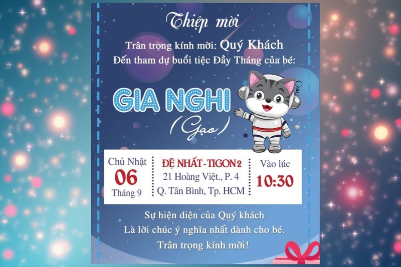 Những lưu ý khi thiết kế và gửi thiệp mời đầy tháng online
