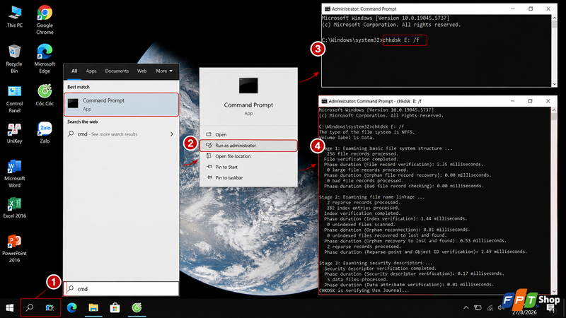 Kiểm tra ổ đĩa bằng CHKDSK