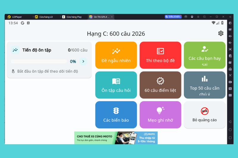 Ôn thi GPLX 600 Câu 2026 trên máy tính có thuận tiện không