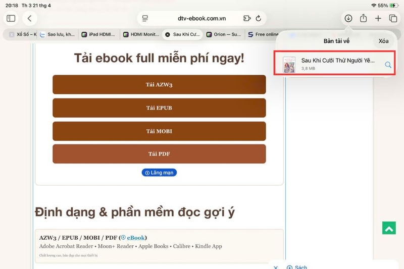 Quan sát biểu tượng tải xuống