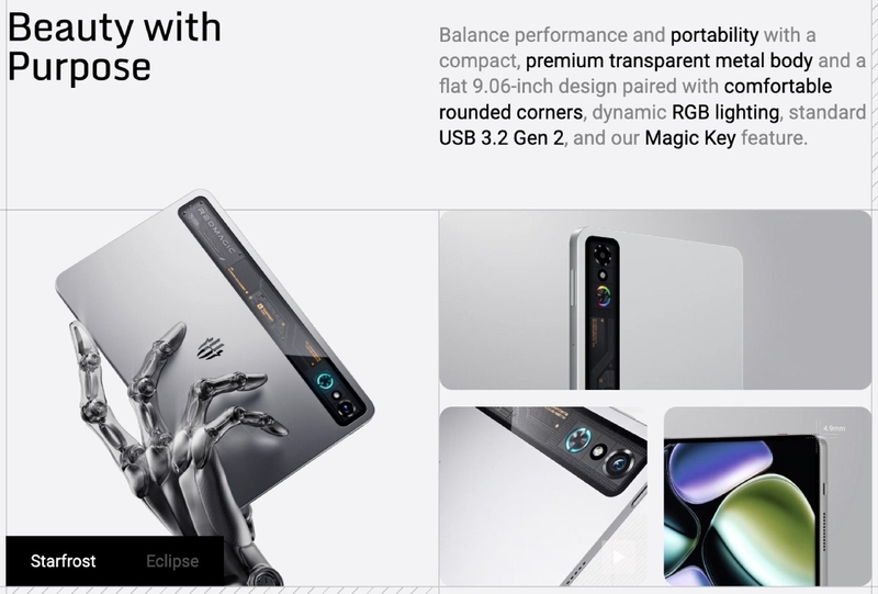 Máy có hai lựa chọn màu sắc chính là Eclipse Black (đen) và Starfrost Silver (bạc)