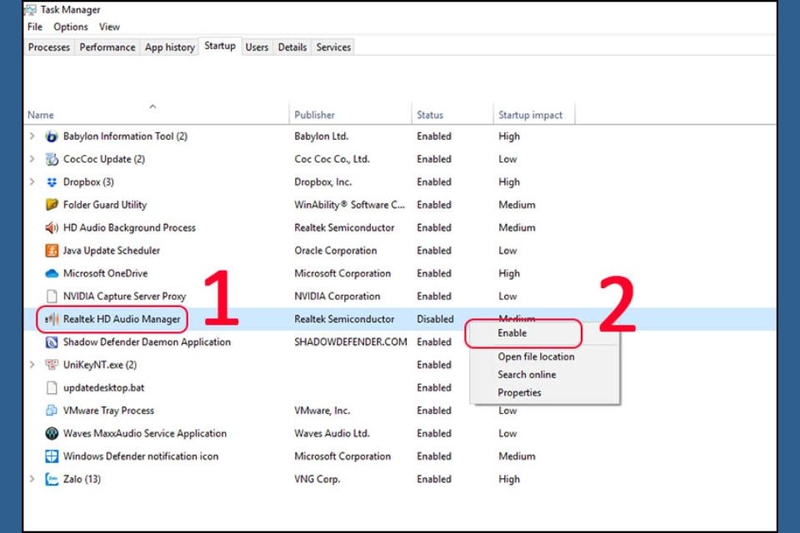 Realtek HD Audio Manager bước 2