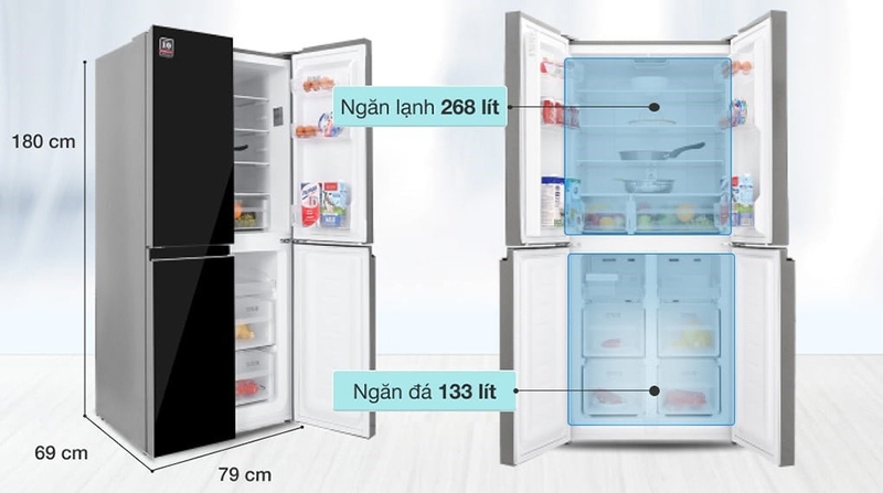 Tủ lạnh Sharp Inverter 401 lít Multi Door SJ-FXP480VG-BK