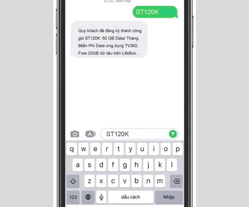 Tin nhắn xác nhận đăng ký thành công