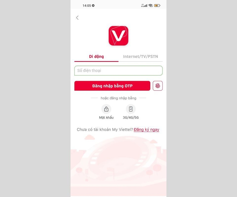 Đăng nhập tài khoản vào ứng dụng
