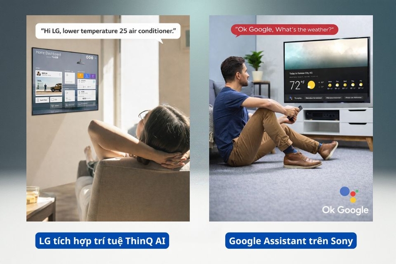 So s&aacute;nh Tivi LG v&agrave; Sony về điều khiển giọng n&oacute;i
