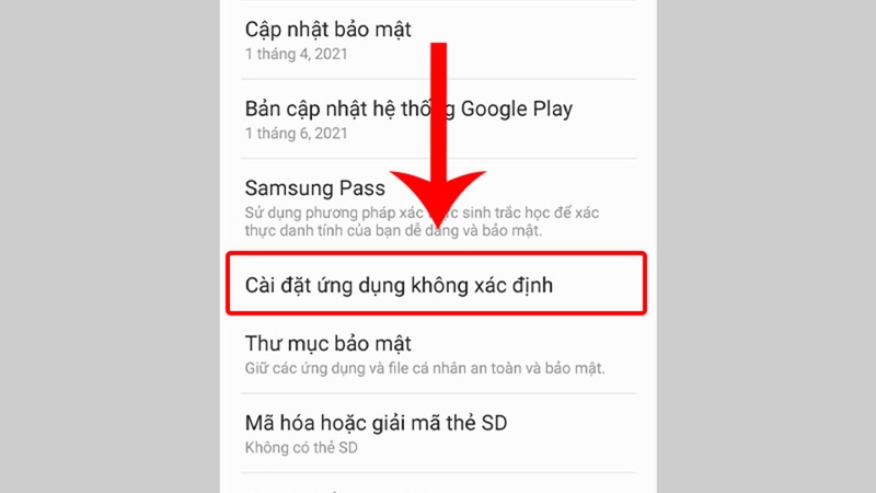 Cho phép cài đặt ứng dụng không xác định trên điện thoại