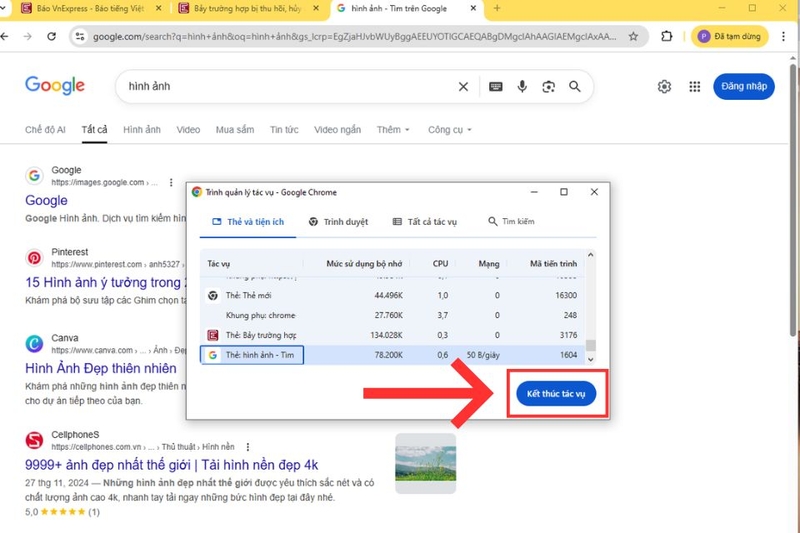 Sử dụng Task Manager của Chrome