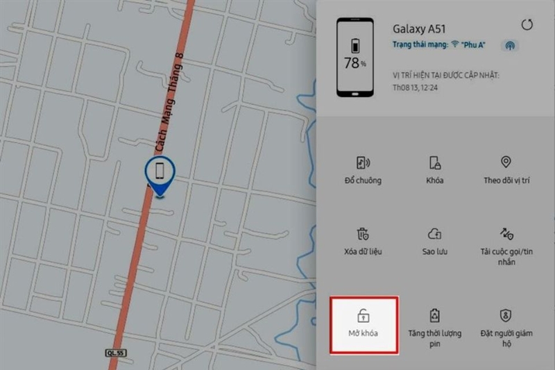 Sử dụng tài khoản Samsung (Find My Mobile)