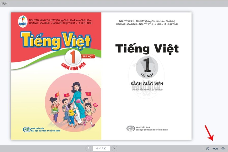 Sử dụng tính năng zoom sách (thu phóng màn hình)