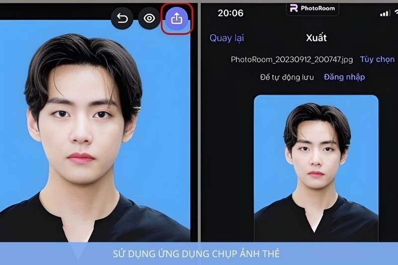 Sử dụng ứng dụng chụp ảnh thẻ
