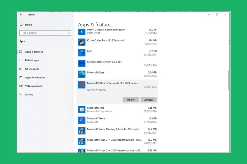 Sửa chữa Microsoft 365/Office bước 2