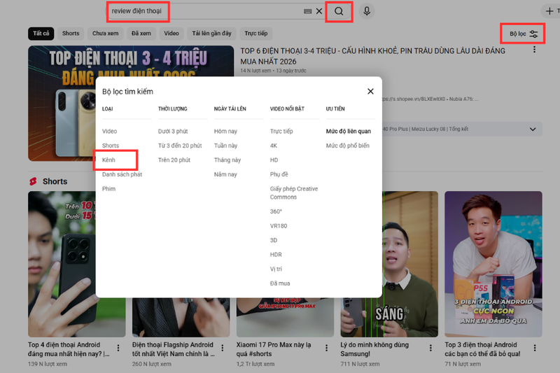 TTìm kiếm theo từng chủ đề cụ thể