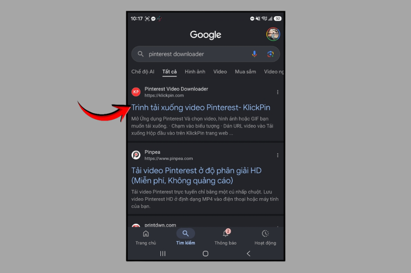 Tải video từ Pinterest 4