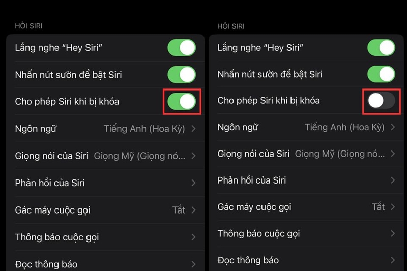 Tắt Siri khi màn hình khóa
