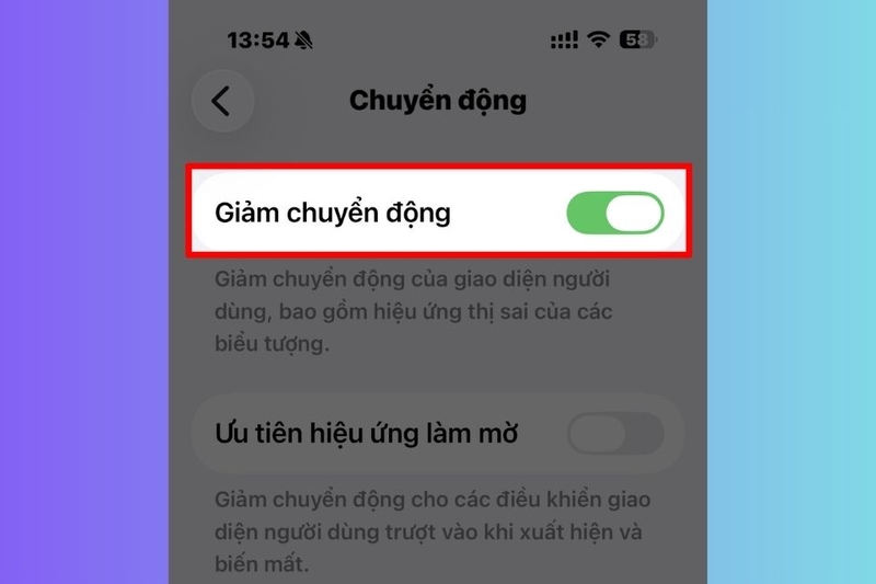 Tắt các cài đặt ảnh hưởng đến hiệu ứng