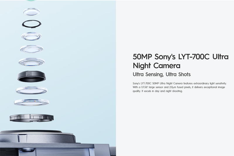 Camera chính 50MP với cảm biến Sony LYT-700C kích thước lớn 1/1.56 inch