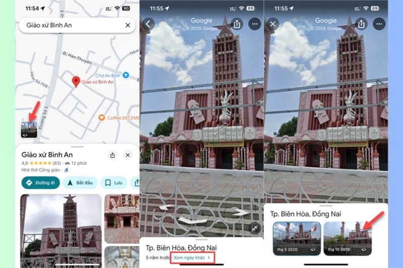 Cách xem nhà cũ trên Google Maps bằng điện thoại