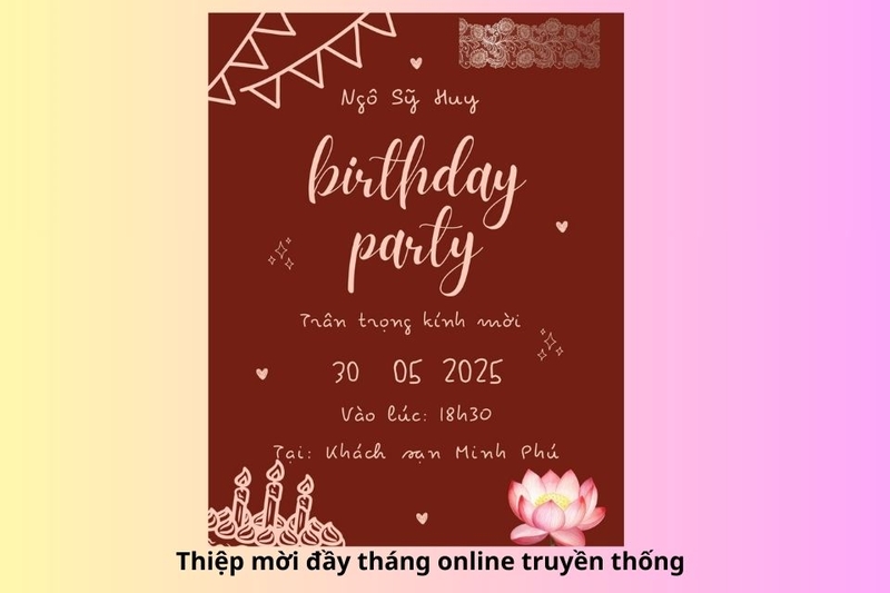 Thiệp mời đầy tháng online truyền thống