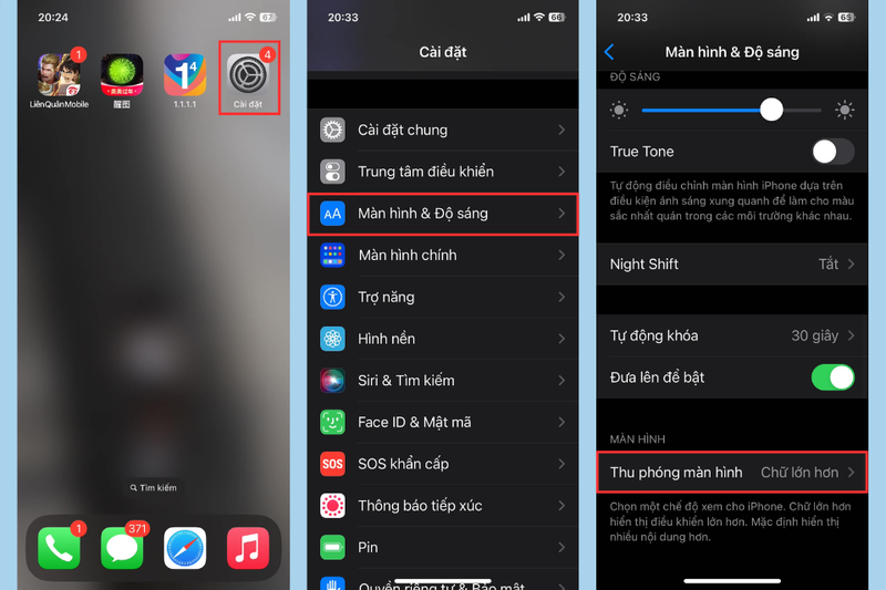 Thiết lập màn hình iPhone tiêu chuẩn 1