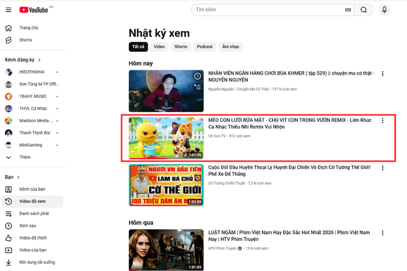 Tìm kiếm bằng video đã xem 2