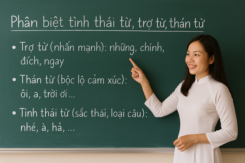 Phân biệt tình thái từ với trợ từ và thán từ