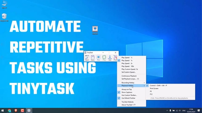 TinyTask Hỗ trợ ghi macro đơn giản nhưng mạnh mẽ