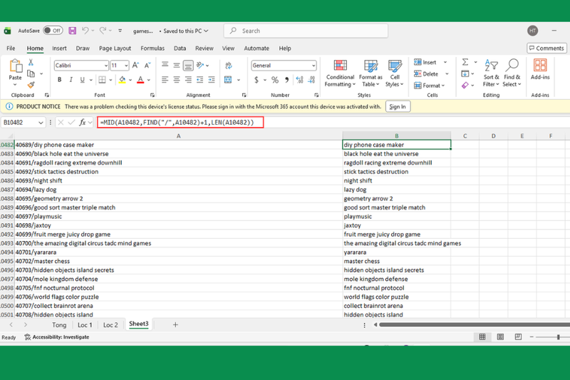 Tối ưu công thức trong Excel