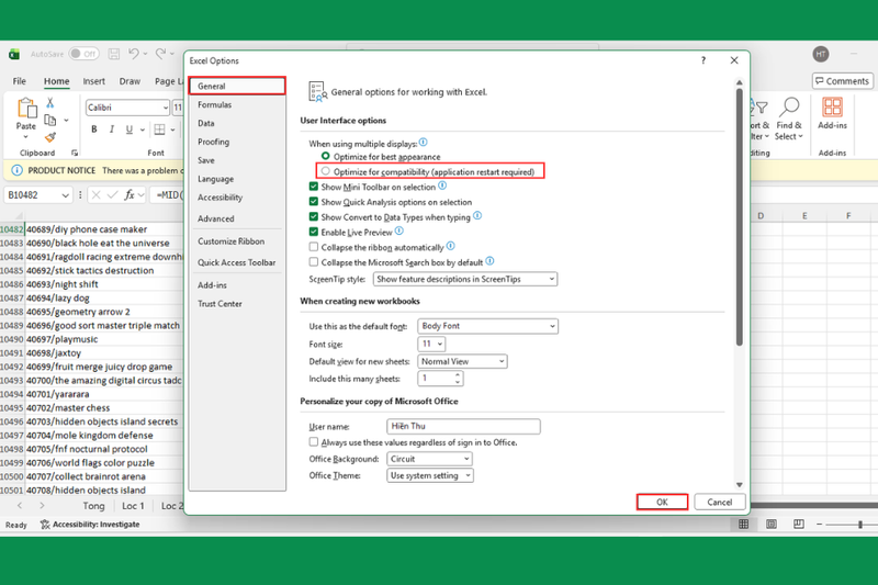 Tối ưu khả năng tương thích của Excel 2