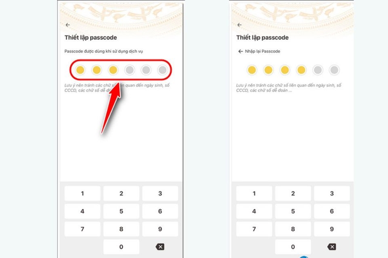 Thiết lập passcode