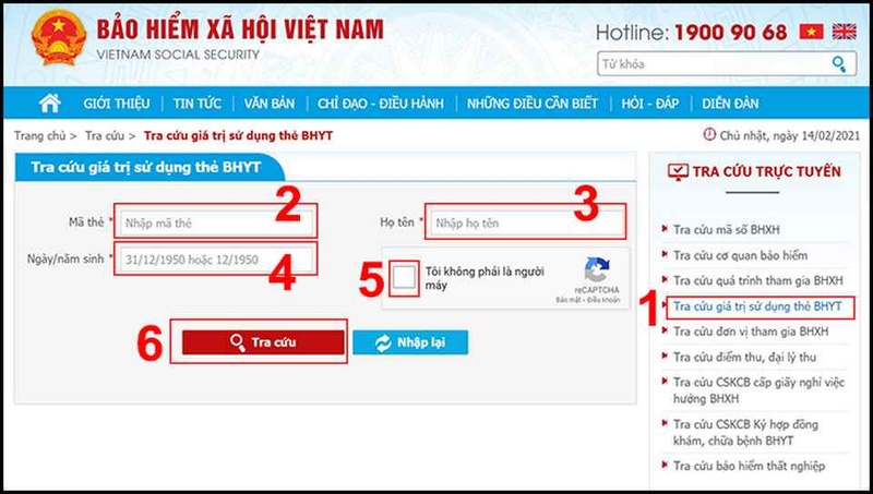 Chọn chức năng tra cứu BHYT và nhập thông tin cá nhân.