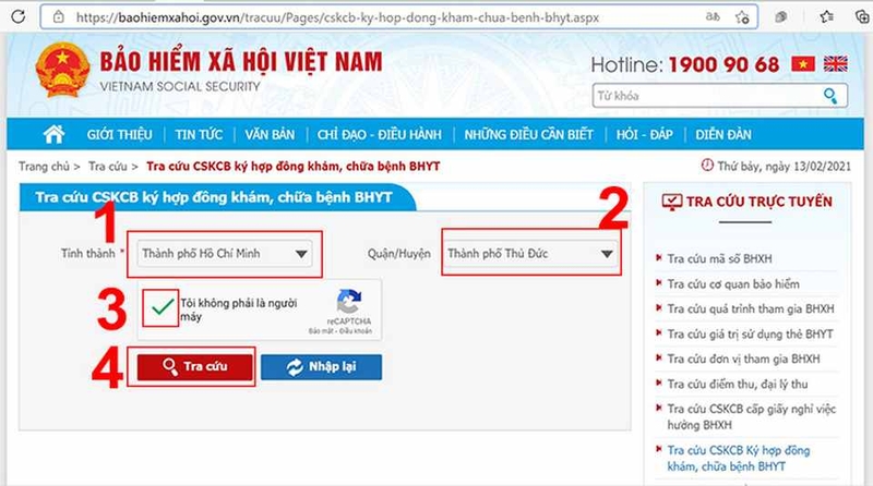 Truy cập trang tra cứu chuyên biệt và thiết lập bộ lọc tìm kiếm.