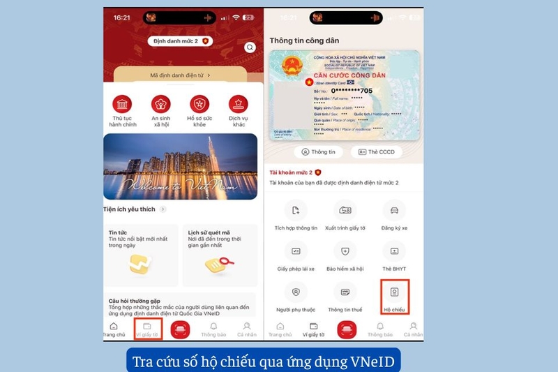 Tra cứu số hộ chiếu qua ứng dụng VNeID