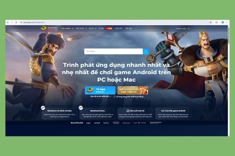 Truy cập trang web chính thức của BlueStacks và tải