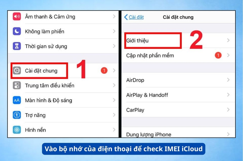 Truy cập vào bộ nhớ của điện thoại để check IMEI iCloud