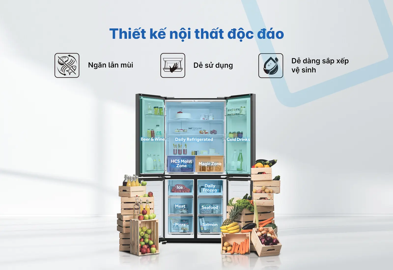 Tủ lạnh Aqua Inverter Multi Door 469 lít AQR-M536XA(GB) 4