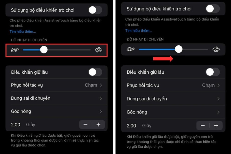 Tùy chỉnh độ nhạy của nút Home ảo