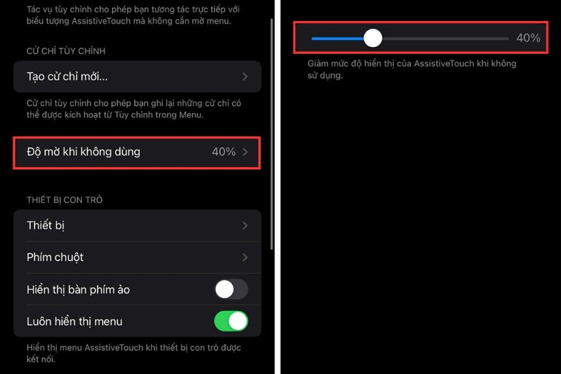 Tùy chỉnh độ trong suốt của nút Home ảo