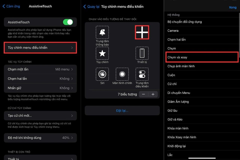 Tùy chỉnh menu AssistiveTouch