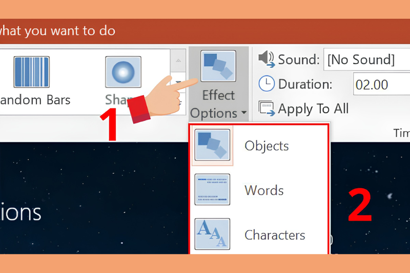 Tùy chọn “Effect Options” - Làm chủ sự biến đổi