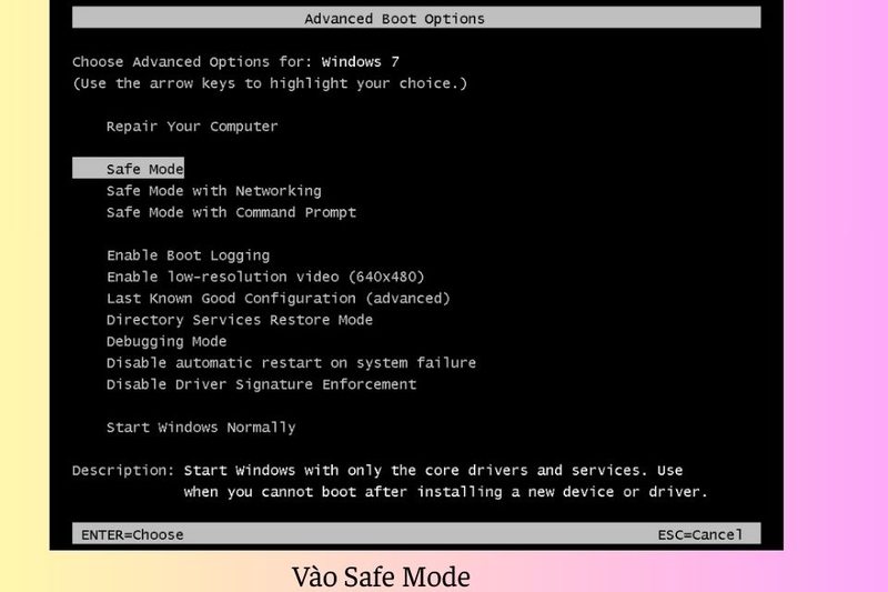 Vào Safe Mode