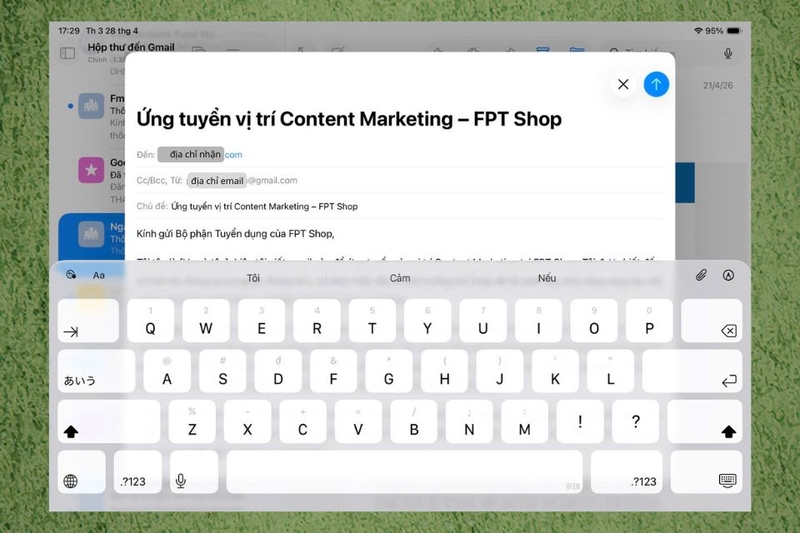 Viết tiêu đề và nội dung email