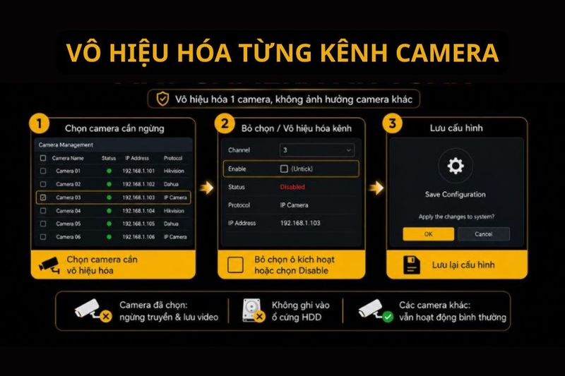 Vô hiệu hóa từng kênh camera