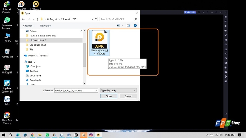 Chọn file APK World LOK 2 để tiến hành cài đặt