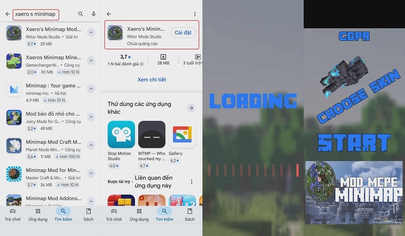 Hướng dẫn tải và cài đặt Xaero's Minimap Mod Minecraft cho Android