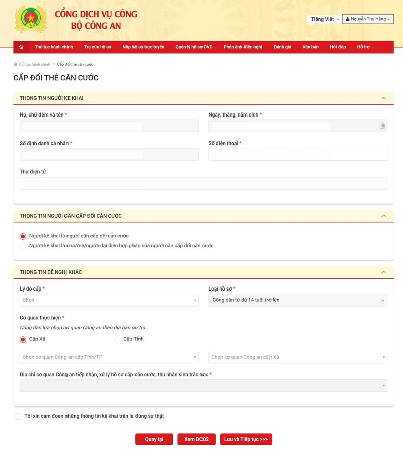 xin cấp lại căn cước công dân online ảnh 4
