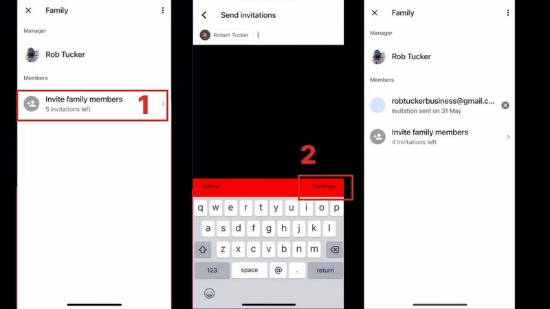Mời thành viên gia đình tham gia