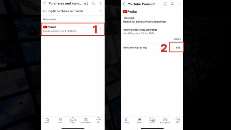 Điều chỉnh cài đặt chia sẻ gia đình