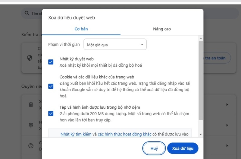 Xóa lịch sử duyệt web nếu lỗi vẫn xảy ra