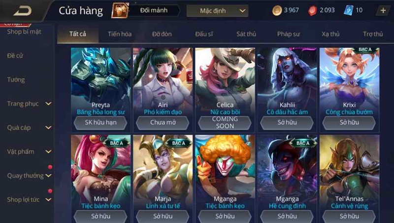 Danh sách acc bên dưới chứa chấp không thiếu thốn những tướng mạo và skin